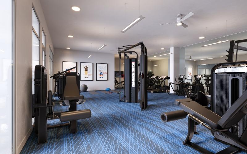 a gym with exercise equipment