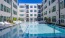 a building with a pool